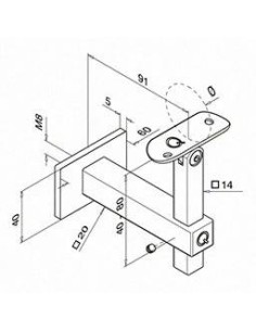 Soporte pasamanos Square Line Mod. 4145 para tubo redondo 2
