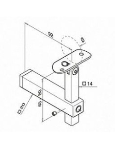 Soporte pasamanos Square Line Mod. 4133 para tubo redondo 2