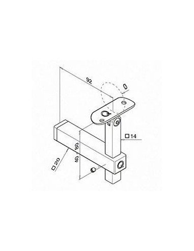 Plano Soporte pasamanos Square Line Mod. 4133 para tubo redondo
