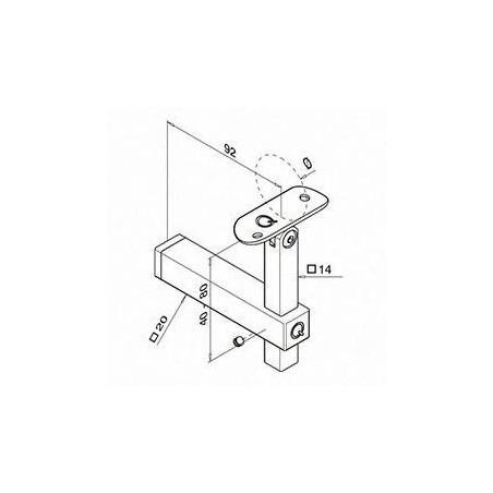 Plano Soporte pasamanos Square Line Mod. 4133 para tubo redondo