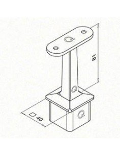 Soporte pasamanos a poste Square Line Mod. 4710 para tubo cuadrado o rectangular 2