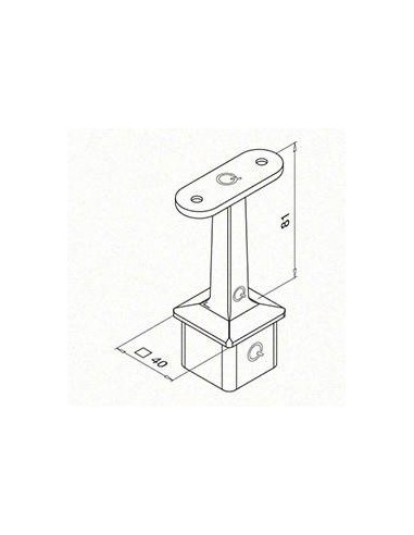 Plano Soporte pasamanos a poste Square Line Mod. 4710 para tubo cuadrado o rectangular