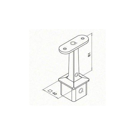 Plano Soporte pasamanos a poste Square Line Mod. 4710 para tubo cuadrado o rectangular