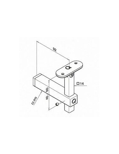 Plano Soporte pasamanos Square Line Mod. 4133 para tubo cuadrado o rectangular