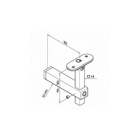 Plano Soporte pasamanos Square Line Mod. 4133 para tubo cuadrado o rectangular