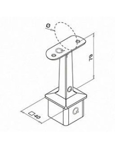 Soporte pasamanos a poste Square Line Mod. 4710 para tubo redondo 2