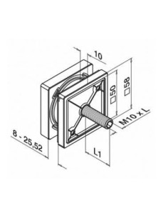 Adaptador cuadrado de acero inox 316 para barandilla de vidrio 2