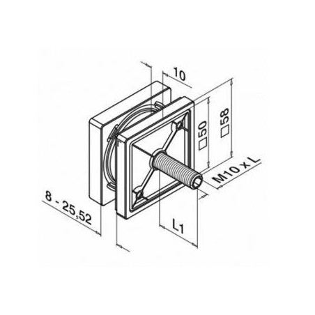 Plano Adaptador cuadrado de acero inoxidable 316 para barandilla de vidrio 4747