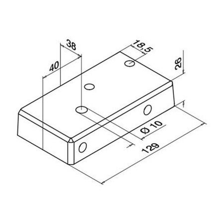 Plano Base para postes de barandilla de aluminio 9026 Izquierdo montaje superior