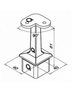 Soporte pasamanos esquinero a poste Square Line Mod. 4710 para tubo cuadrado 2