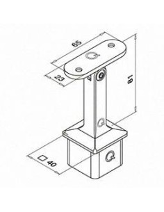 Soporte pasamanos esquinero a poste Square Line Mod. 4718 para tubo cuadrado 2