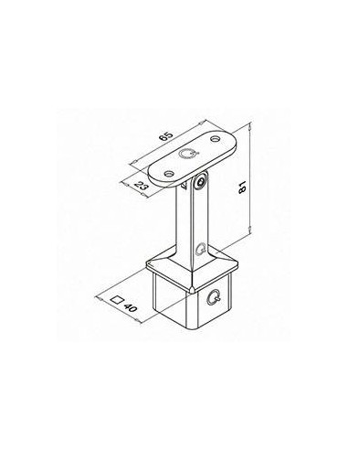 Plano Soporte pasamanos esquinero a poste Square Line Mod. 4718 para tubo cuadrado