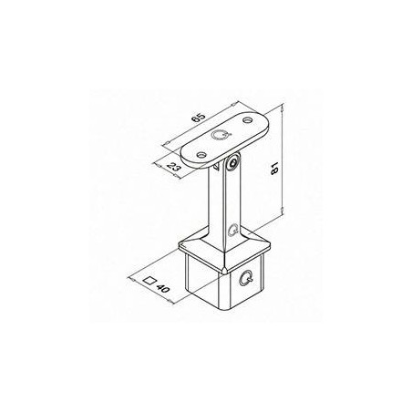 Plano Soporte pasamanos esquinero a poste Square Line Mod. 4718 para tubo cuadrado