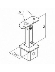 Soporte pasamanos esquinero a poste Square Line Mod. 4718 para tubo redondo 2