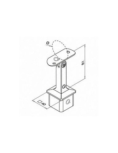 Plano Soporte pasamanos esquinero a poste Square Line Mod. 4718 para tubo redondo