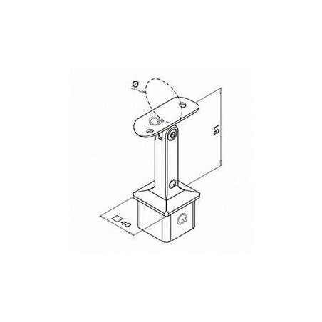 Plano Soporte pasamanos esquinero a poste Square Line Mod. 4718 para tubo redondo