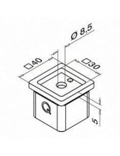 Adaptador pasamanos a poste Square Line Mod. 4727 para tubo cuadrado o rectangular 2