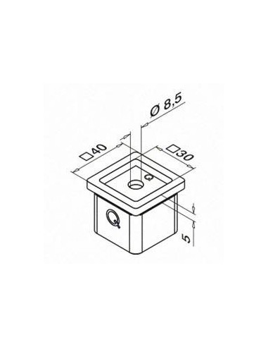 Plano Adaptador pasamanos a poste Square Line Mod. 4727 para tubo cuadrado o rectangular