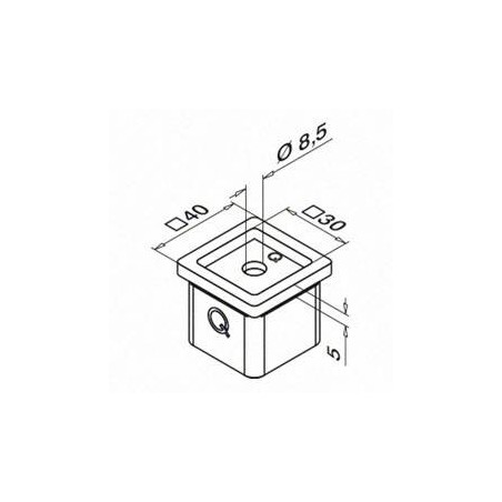 Plano Adaptador pasamanos a poste Square Line Mod. 4727 para tubo cuadrado o rectangular