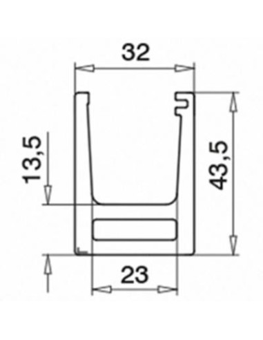Plano Perfil para suelo montaje superior Mod 6919 en aluminio