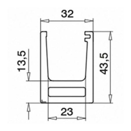 Plano Perfil para suelo montaje superior Mod 6919 en aluminio