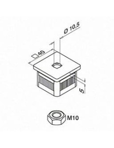 Adaptador pasamanos a poste Square Line Mod. 4733 para tubo cuadrado o rectangular 2