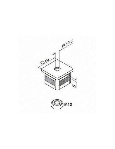 Plano Adaptador pasamanos a poste Square Line Mod. 4733 para tubo cuadrado o rectangular