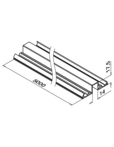 Plano Perfil Superior de aluminio 5000mm para vidrio 5951