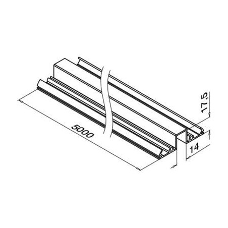 Plano Perfil Superior de aluminio 5000mm para vidrio 5951