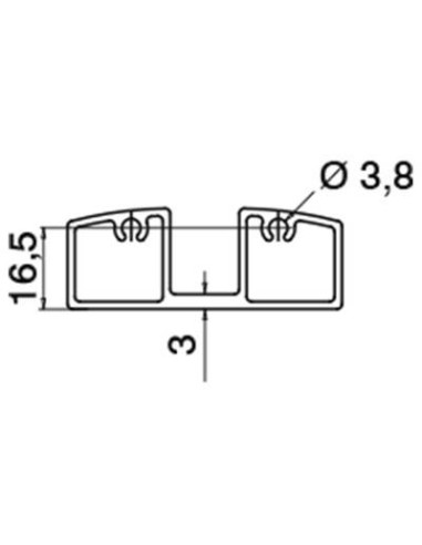 Plano Perfil Inferior de aluminio 5000mm para barandilla de vidrio 5952