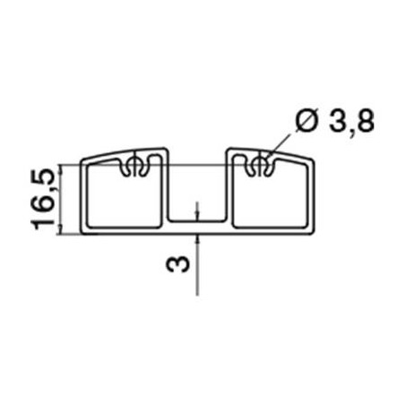 Plano Perfil Inferior de aluminio 5000mm para barandilla de vidrio 5952