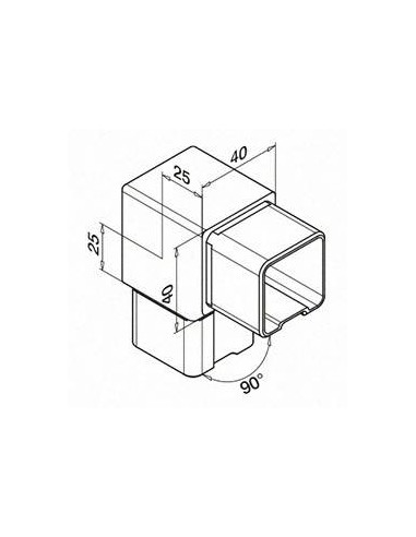 Plano Conector para tubo Mod. 4301 para tubo de 40x40mm
