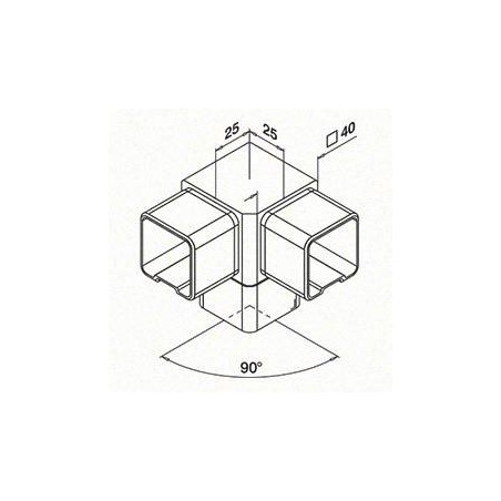Plano Conector para tubo Mod. 4304 para tubo de 40x40mm