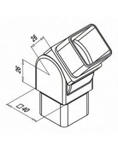 Conector ajustable de 0º a 70º para tubo Mod. 4312 para tubo de 40x40mm 2