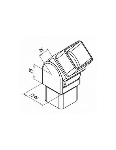 Plano Conector ajustable de 0º a 70º para tubo Mod. 4312 para tubo de 40x40mm
