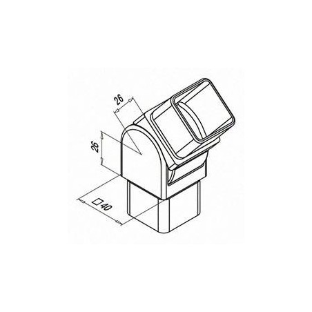 Plano Conector ajustable de 0º a 70º para tubo Mod. 4312 para tubo de 40x40mm