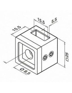 Soporte de travesaño derecho para pletina de 15x5mm Mod 4823 en zamac (apariencia acero inox.) 2