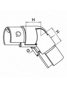 Racor ajustable hacia abajo 25-55º para tubo perfil U de acero inox 6302 2