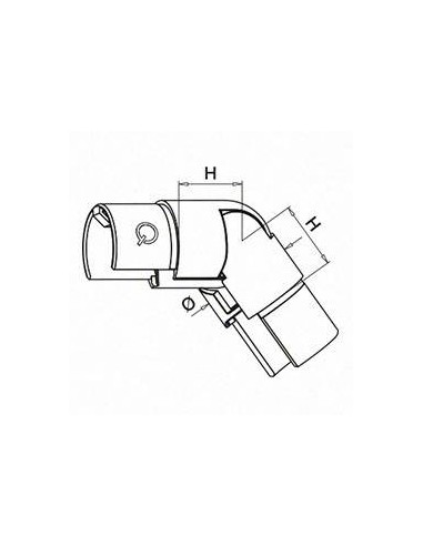 Plano Racor ajustable hacia abajo 25-55º para tubo perfil U 6302