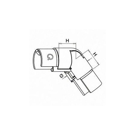 Plano Racor ajustable hacia abajo 25-55º para tubo perfil U 6302