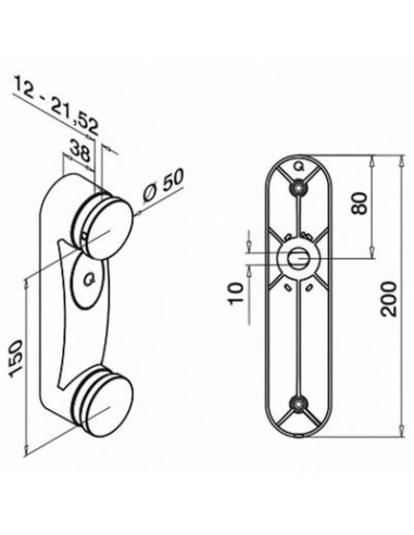 Plano Adaptador para vidrio con base de soporte 0762