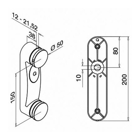 Plano Adaptador para vidrio con base de soporte 0762