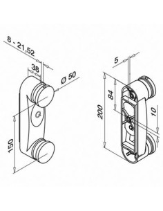 Adaptador AISI304 para vidrio con base de soporte 2