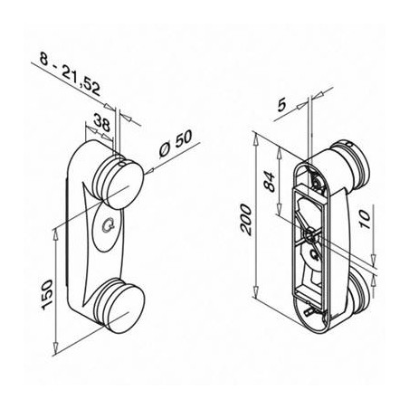 Plano Adaptador AISI304 para vidrio con base de soporte 0766