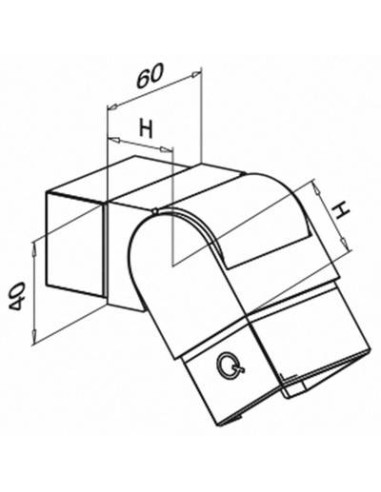 Plano Racor ajustable 25-55º para perfil U rectangular 60x40 - 6302