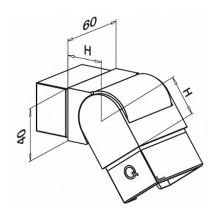 Plano Racor ajustable 25-55º para perfil U rectangular 60x40 - 6302