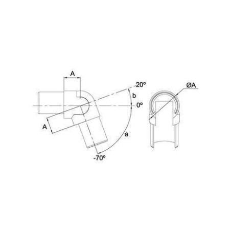 Plano Conector regulable para pasamanos de vidrio SA-417 descenso