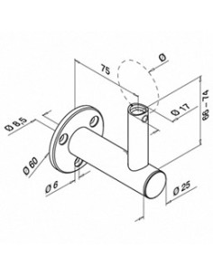 Soporte para pasamanos Mod 0142 pared-tubo 2