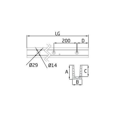 Plano Perfil en "U" GlassFit Flow SV-1801 Top