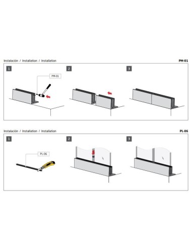 Barandilla vidrio Glassfit Flow SV-1403 Top perfil suelo montaje superior con aleta